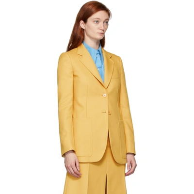 Shop Stella Mccartney Yellow Recycled Amanda Tailored Jacket In 7150 Camomi