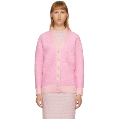 Shop Fendi Pink Gaufre Cardigan In F0g0q Pink