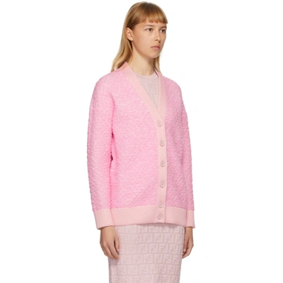 Shop Fendi Pink Gaufre Cardigan In F0g0q Pink