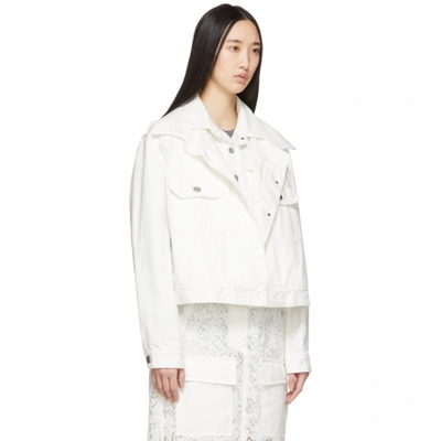 Shop Sacai White Denim Double-layer Jacket In 101 White