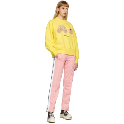 Shop Palm Angels Yellow Bear Sweatshirt In Yellow/brwn