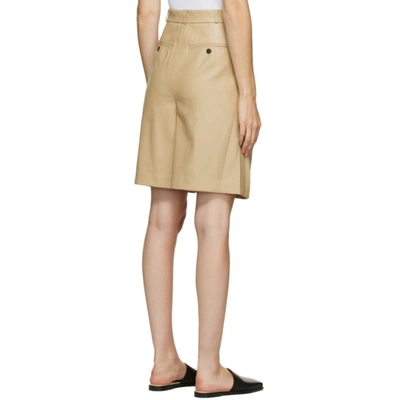 Shop Lvir Beige Faux-leather Pleated Shorts