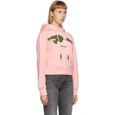 Shop Palm Angels Pink Croco Hoodie In Pink/green