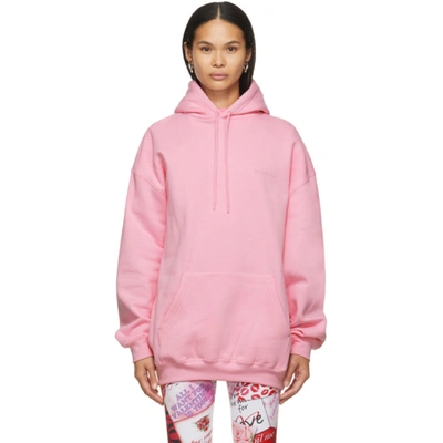 Balenciaga Pink Medium Fit Vintage Logo Hoodie | ModeSens