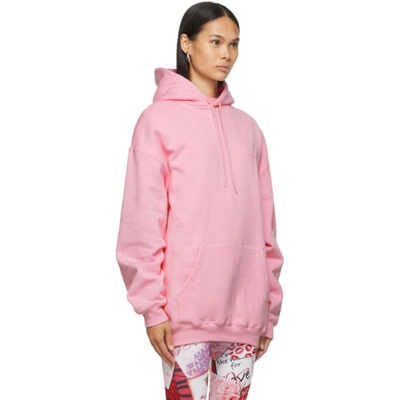 Shop Balenciaga Pink Medium Fit Vintage Logo Hoodie In 5700 Pink