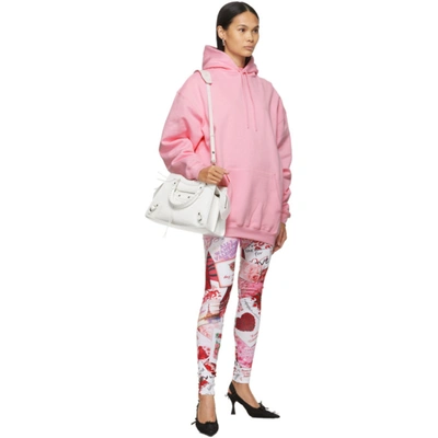 Shop Balenciaga Pink Medium Fit Vintage Logo Hoodie In 5700 Pink