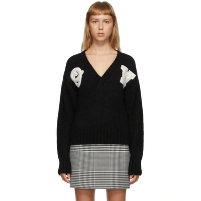 Shop Off-white Black Intarsia Logo Sweater In Black/white