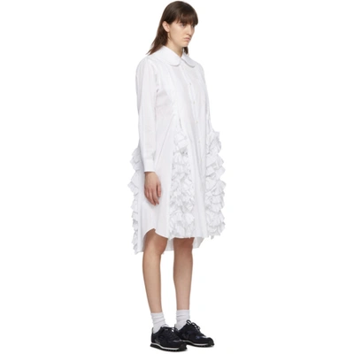 Shop Comme Des Garçons Comme Des Garçons White Ruffle Shirt Dress In 2 White
