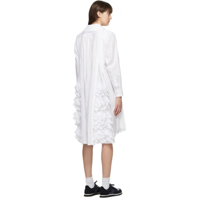 Shop Comme Des Garçons Comme Des Garçons White Ruffle Shirt Dress In 2 White