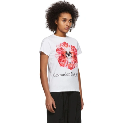 Shop Alexander Mcqueen White Flower Skull T-shirt In 0900 White