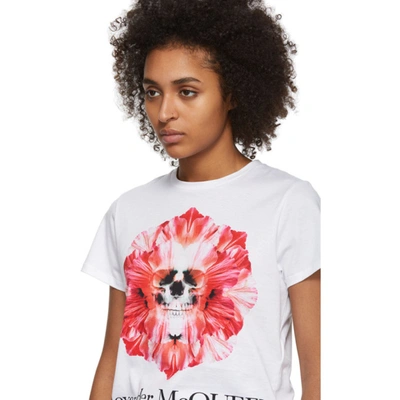 Shop Alexander Mcqueen White Flower Skull T-shirt In 0900 White