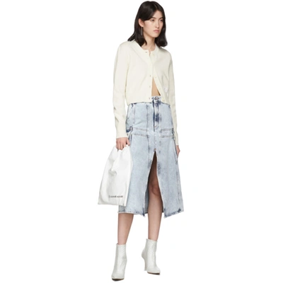 Shop Mm6 Maison Margiela Blue Denim A-line Cargo Skirt In 961 Blue80s