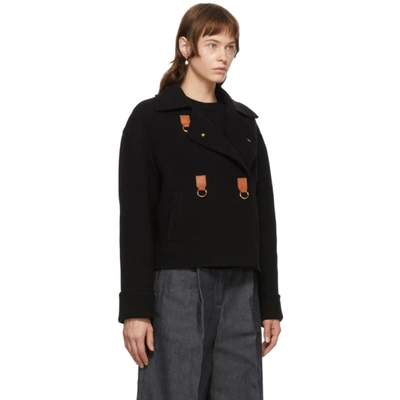 Shop Loewe Black Wool And Cashmere Cropped Jacket In 1100 Black