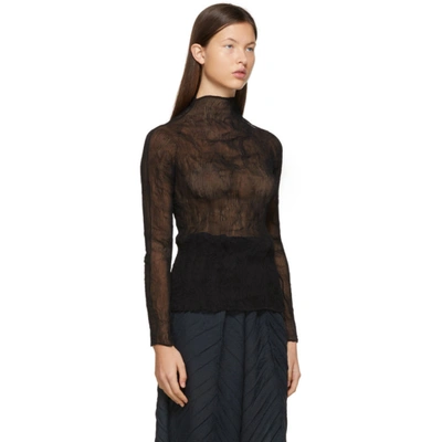 Shop Issey Miyake Black Chiffon Twist Blouse In 15 Black