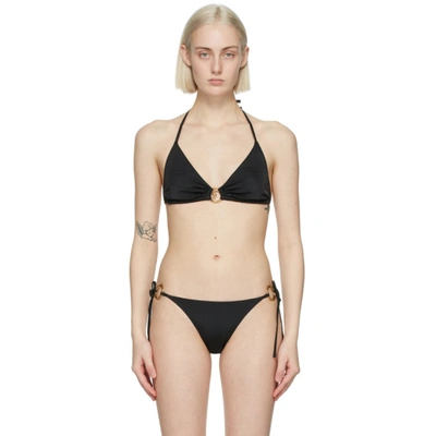 Shop Versace Black Medusa Ring Bikini Top In A1008 Black