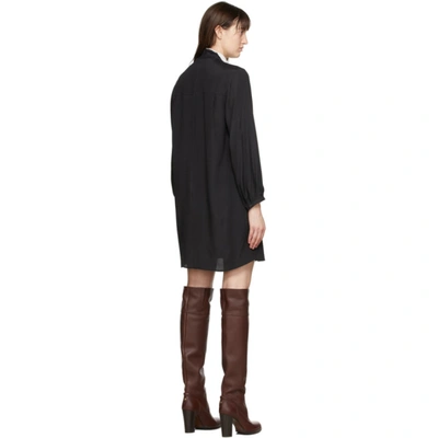 Shop Chloé Black Silk Ruffle Collar Dress In 001 Black