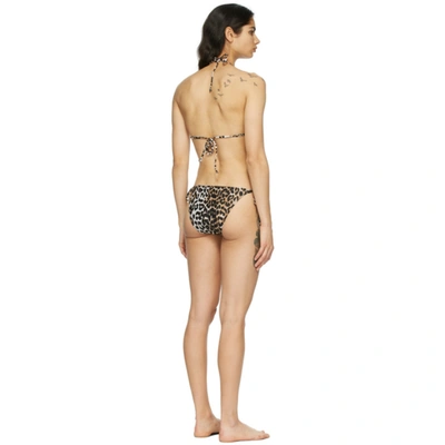 Shop Ganni Black & Brown Recycled Leopard Bikini In 943 Leopard