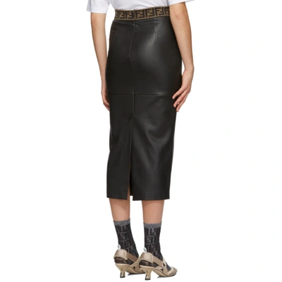 Shop Fendi Black Leather 'forever ' Skirt In F0gme Black