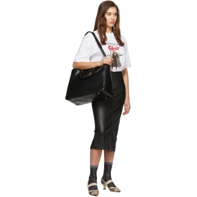 Shop Fendi Black Leather 'forever ' Skirt In F0gme Black