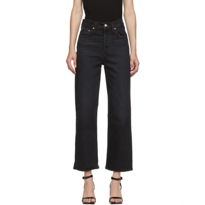 Shop Levi's Black Ribcage Straight Ankle Jeans In Feelin' Cag