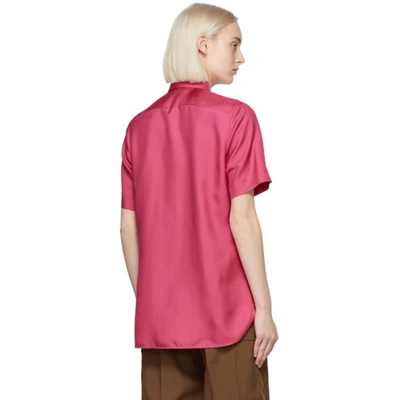 Shop Gucci Pink Silk Short Sleeve Shirt In 5157 Drkpink