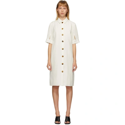 Shop Partow White Silk Glen Shirt Dress In Ivory