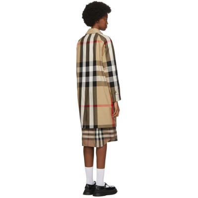 Shop Burberry Beige Check Camden Trench Coat In Archive Bei