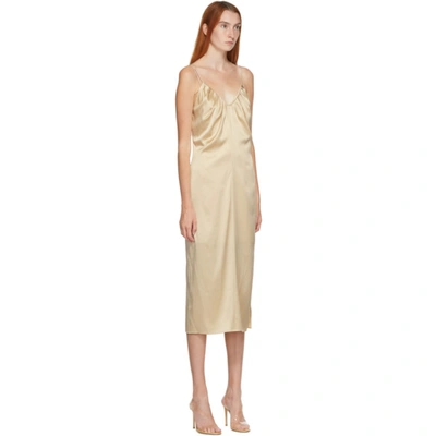 Shop Helmut Lang Ssense Exclusive Beige Silk Ruched Long Dress In Sea Pearl