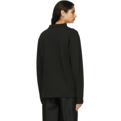 Shop Alexander Wang Black Wide Neck Puff Logo Long Sleeve T-shirt In 001 Black