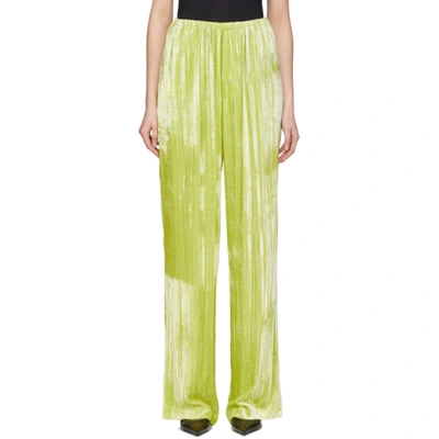 Shop Balenciaga Yellow Velvet Pyjama Suit Trousers In 7640 Citrus