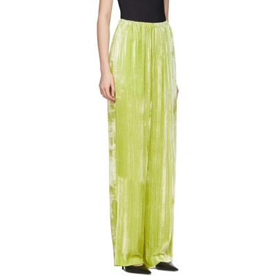 Shop Balenciaga Yellow Velvet Pyjama Suit Trousers In 7640 Citrus