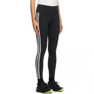 Shop Adidas Originals Black 3-stripes Leggings In Black/white