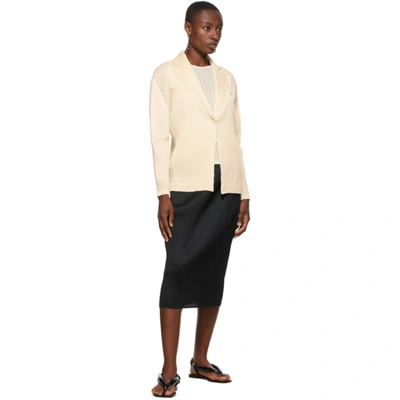 Shop Issey Miyake Off-white Rib Pleats September Blouse In 02 Off Whit