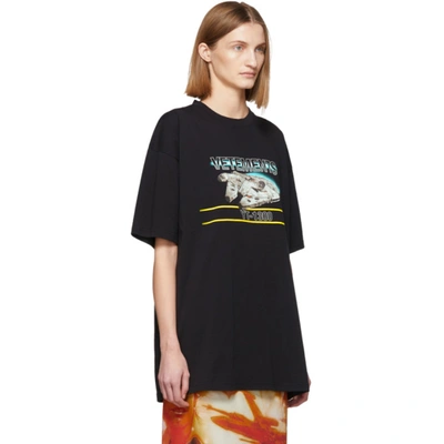 Shop Vetements Black Star Wars Edition Millennium Falcon T-shirt