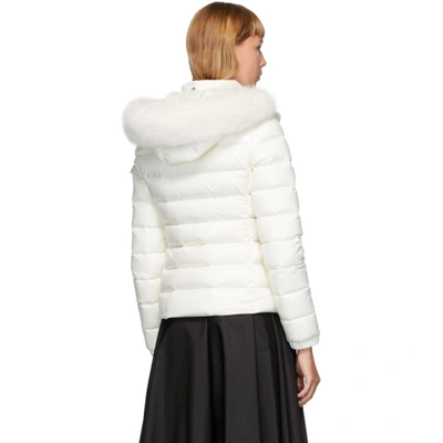 Shop Moncler White Down Badyfur Jacket In 034 White