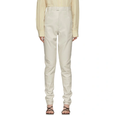 Shop Isabel Marant Off-white Leather Xenia Pants In 20ck Chalk