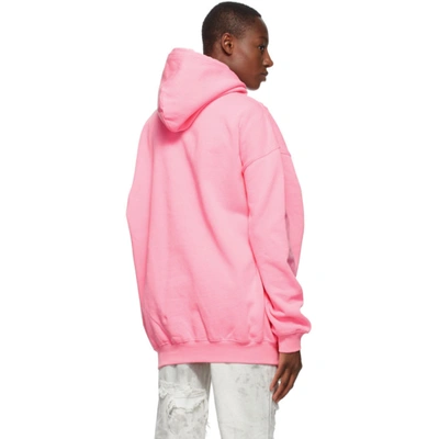 Shop Balenciaga Pink Small Fit Sponsor Logo Hoodie In 5764 Bubble