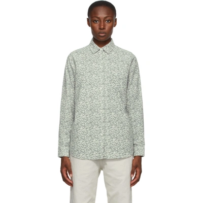 Shop Stussy Off-white & Grey Flannel Printed Shirt In Natural