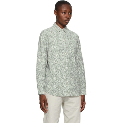 Shop Stussy Off-white & Grey Flannel Printed Shirt In Natural