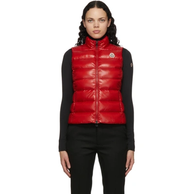 Shop Moncler Red Down Ghany Vest In 457 Red