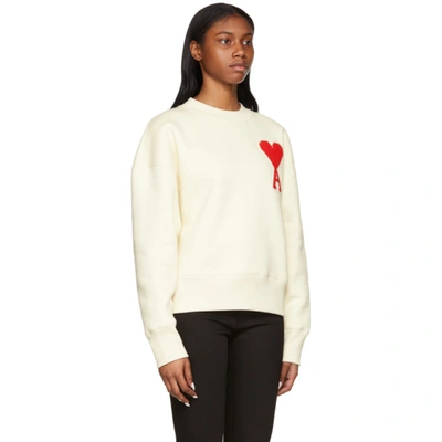 Shop Ami Alexandre Mattiussi Ssense Exclusive Off-white Ami De Coeur Sweatshirt In 150 Ecru