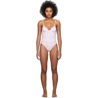 Shop Solid & Striped Pink & White Tie-dye 'the Olympia' One-piece Swimsuit In 4294 Pink T