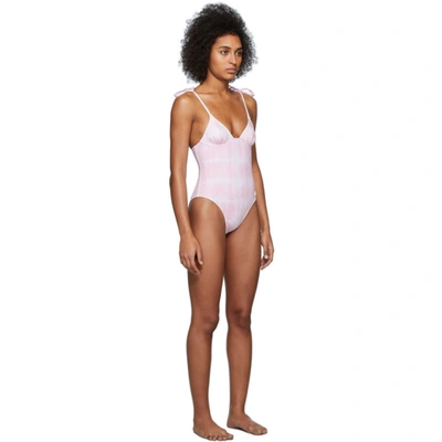 Shop Solid & Striped Pink & White Tie-dye 'the Olympia' One-piece Swimsuit In 4294 Pink T