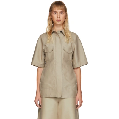 Shop Lvir Beige Structured Short Sleeve Shirt