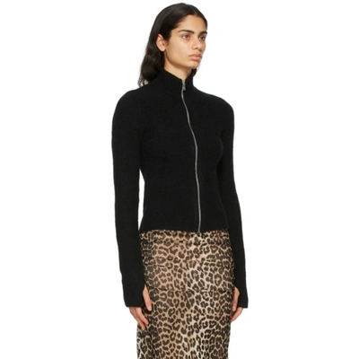Shop Ganni Black Alpaca Soft Zip-up Sweater In 099 Black