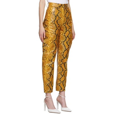 Shop Attico Yellow Leather Python Slouchy Pants