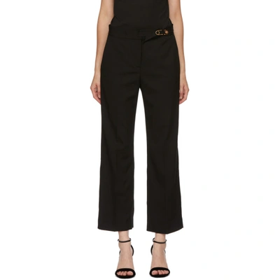 Shop Versace Black Wool Flare Trousers In A1008 Nero