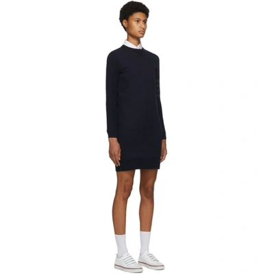 Shop Thom Browne Navy 4-bar Sweater Dress In 415 Navy