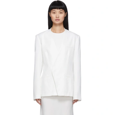 Shop Haider Ackermann White Silk Collarless Blazer In 001 White