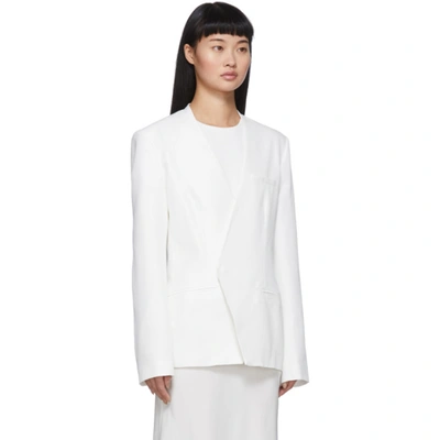 Shop Haider Ackermann White Silk Collarless Blazer In 001 White